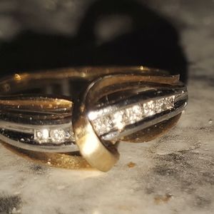 10k yellow and white gold diamond ring